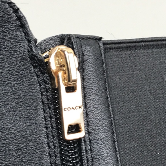 COACH Farrah Black Leather Tall Riding Boots Logo Buckle NEW NWOB - Picture 11 of 16